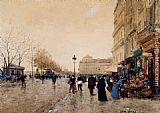 Luigi Loir Canvas Paintings - Paris, Le Louvre, Le Quai De La Megisserie Et Les Marchands D'Oiseaux